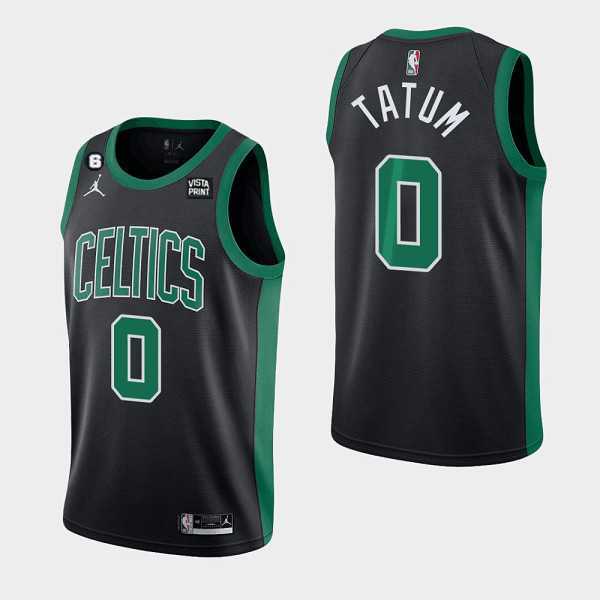 Mens Boston Celtics #0 Jayson Tatum Black No.6 Patch Stitched Basketball Jersey->boston celtics->NBA Jersey